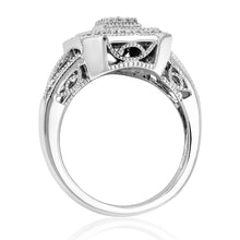 Load image into Gallery viewer, Silver 1/3 Carat Diamond Cushion Cluster Ring