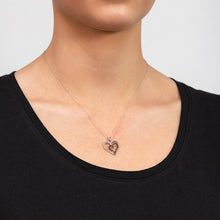 Load image into Gallery viewer, Sterling Silver 0.10 Carat Black and White  Diamond Heart Pendant on 45cm Chain