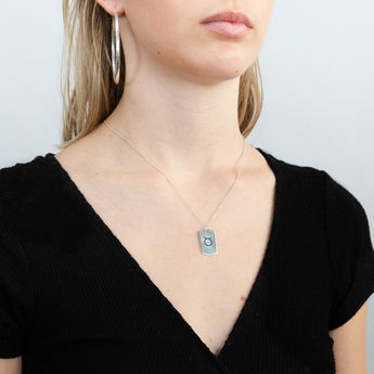 Sterling Silver Dog Tag With Taurus Zodiac/Star Sign Pendant