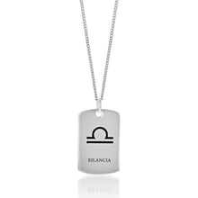 Load image into Gallery viewer, Sterling Silver Dog Tag With Libra Zodiac/Star Sign