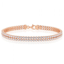 Load image into Gallery viewer, Sterling Silver Rose Gold Plated Two Row Cubic Zirconia Tennis 19cm Bracelet