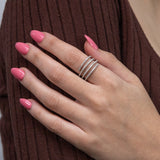 Sterling Silver Rhodium Plated White Cubic Zirconia Spiral Ring