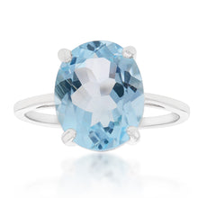 Load image into Gallery viewer, Sterling Silver Blue Topaz and Zirconia Oval Ring