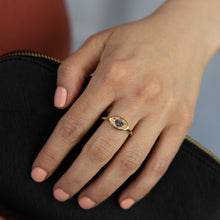 Load image into Gallery viewer, Sterling Silver Gold Plated Cubic Zirconia Evil Eye Ring