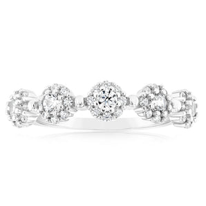 Sterling Silver Rhodium Plated White Cubic Zirconia Fancy Ring