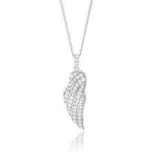 Load image into Gallery viewer, Sterling Silver Rhodium Plated Cubic Zirconia On Angel Wings Pendant On 40+5cm Chain