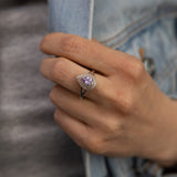 Sterling Silver Rhodium Plated Champagne/ Lavender Cubic Zirconia Ring
