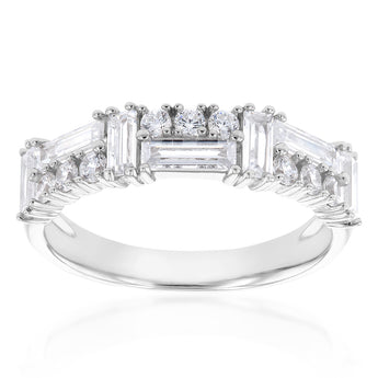 Sterling Silver Rhodium Plated Cubic Zirconia Fancy Ring