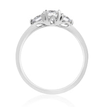 Load image into Gallery viewer, Sterling Silver Rhodium Plated Cubic Zirconia Trilogy Ring