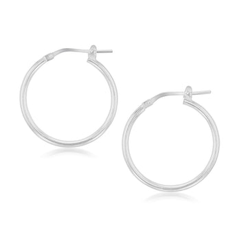 Sterling Silver Plain 20mm Hoop Earrings