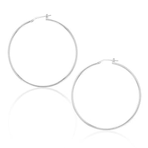 Sterling Silver Plain 50mm Hoop Earring