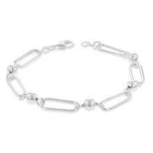 Load image into Gallery viewer, Sterling Silver Link And Ball Fancy 19cm Bracelet
