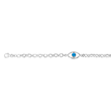 Load image into Gallery viewer, Sterling Silver Evil Eye Fancy 19cm Belcher Bracelet