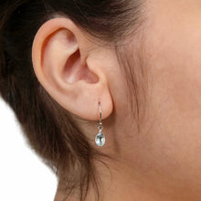 Load image into Gallery viewer, Sterling Silver 7x5mm Sky Blue Topaz Hook Drop Earrings