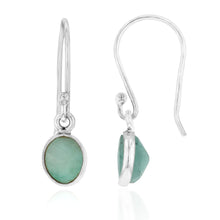 Load image into Gallery viewer, Sterling Silver Natural Emerald Oval Hook Drop Earrings
