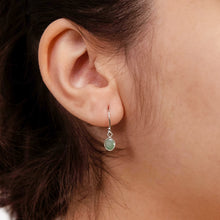 Load image into Gallery viewer, Sterling Silver Natural Emerald Oval Hook Drop Earrings