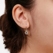 Load image into Gallery viewer, Sterling Silver 6mm Blue Topaz Hook Drop Earrings
