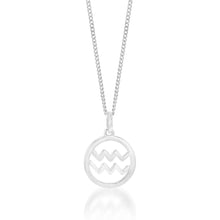 Load image into Gallery viewer, Sterling Silver Round Zodiac/Star Sign Aquarius Pendant
