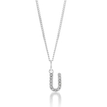 Load image into Gallery viewer, Sterling Silver Cubic Zirconia Initial &quot;U&quot; Pendant