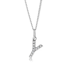 Load image into Gallery viewer, Sterling Silver Cubic Zirconia Initial &quot;Y&quot; Pendant