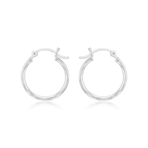 Sterling Silver Plain Round 20mm Hoop Earrings