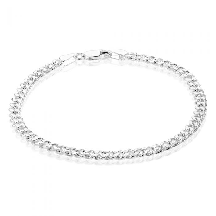 Tuscany Silver Bracciale Unisex In Argento 925 | Catena Flat Curb 19 Cm, Ipoallergenico, Confezione Regalo
