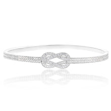 Load image into Gallery viewer, Sterling Silver Cubic Zirconia Knot Hinged Bangle