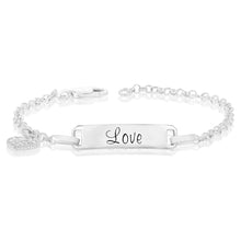 Load image into Gallery viewer, Sterling Silver Cubic Zirconia On Heart Charm ID 13+2cm Baby Bracelet