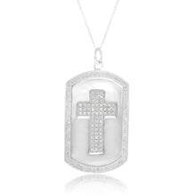 Load image into Gallery viewer, Sterling Silver Textured Cross On The Dog Tag Pendant