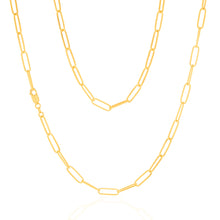 Load image into Gallery viewer, Sterling Silver Gold Plated Paperclip 110 Gauge 70cm Chain