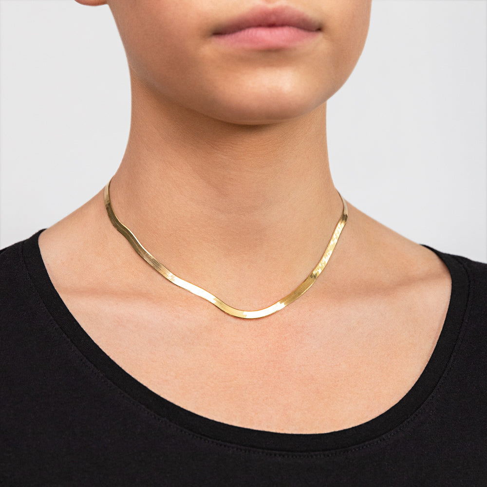 The Herringbone Chain In Yellow Gold - Eliza Wills Jewellery