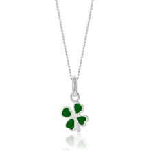 Load image into Gallery viewer, Sterling Silver Green Enamel Four Leaf Clover Charm Pendant