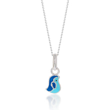 Load image into Gallery viewer, Sterling Silver Blue Enamel Small Bird Charm Pendant