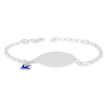 Load image into Gallery viewer, Sterling Silver Blue Bird Charm Belcher ID 13+2cm Bracelet