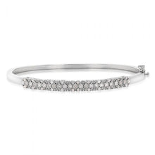 Load image into Gallery viewer, Sterling Silver 1/2 Carat Diamond 3 Row 50x60mm Hinge Bangle