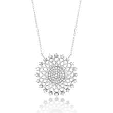 Load image into Gallery viewer, Sterling Silver Cubic Zirconia Flower Pendant on 42+3cm Chain