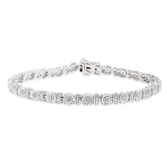 Sterling Silver 1/5 Carat Diamond Bracelet 18cm
