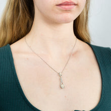 Load image into Gallery viewer, Sterling Silver 1.40ct Natural White Opal and White Topaz Pear Drop Pendant on Chain