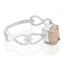 Load image into Gallery viewer, Sterling Silver 0.60ct Natural White Opal Heart Band Ring