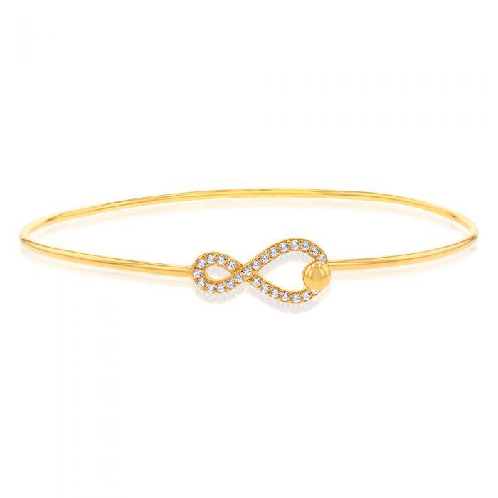 5 Infinity Bangle Sterling Silver Gold Plated Cubic Zirconia Infinity Bangle– Shiels ...