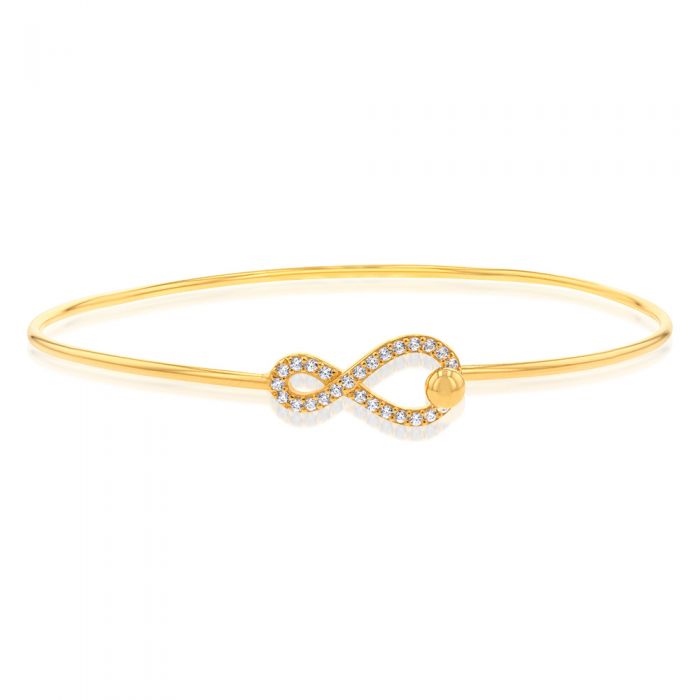 Sterling Silver Gold Plated Cubic Zirconia Infinity Bangle
