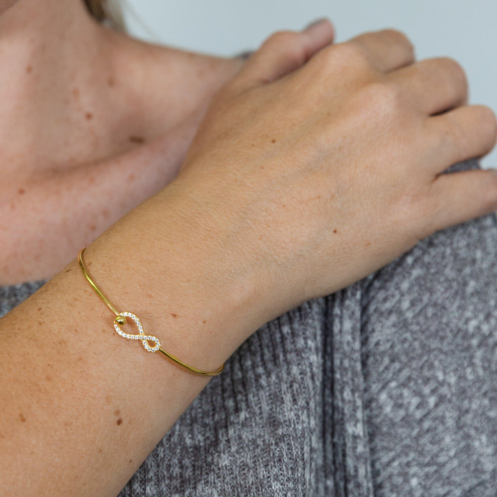 5 Infinity Bangle Sterling Silver Gold Plated Cubic Zirconia Infinity Bangle– Shiels ...