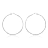Sterling Silver Diamond Cut 60mm Hoop Earrings