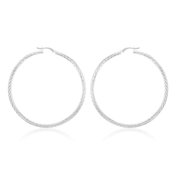 Sterling Silver Diamond Cut 60mm Hoop Earrings