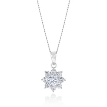 Load image into Gallery viewer, Sterling Silver Cubic Zirconia Flower Pendant