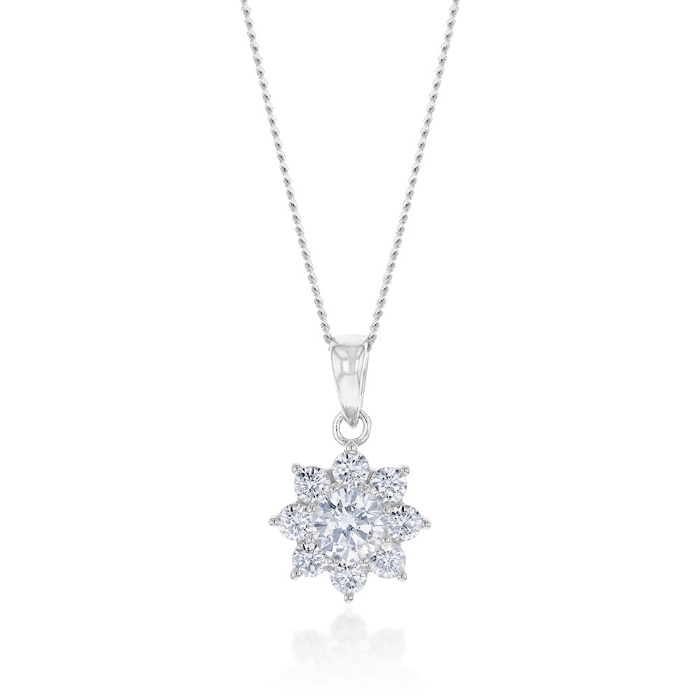Ag Sterling Silver Floral Purple Cubic Zirconia Charm main image 1