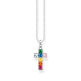 Thomas Sabo Sterling Silver Rainbow Heritage Cross On 40-45cm Chain
