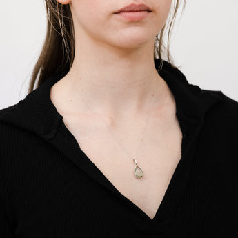 Sterling Silver 6.25ct Green Amethyst Pear Pendant on Chain