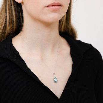 Sterling Silver 6.25ct Blue Topaz Pear Pendant on Chain