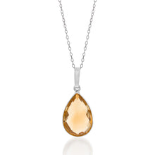 Load image into Gallery viewer, Sterling Silver 6.25ct Citrine Pear Pendant on Chain